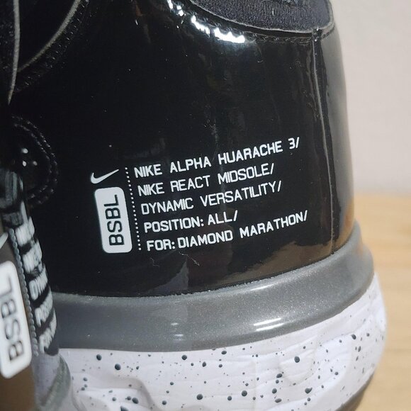 Nike Alpha Huarache Elite 3 Mid React Metal Baseball Cleats Mens 15 CK0745-011 - Picture 6 of 16